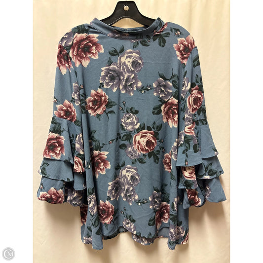 Top Long Sleeve By Andree By Unit In Blue, Size: 2x