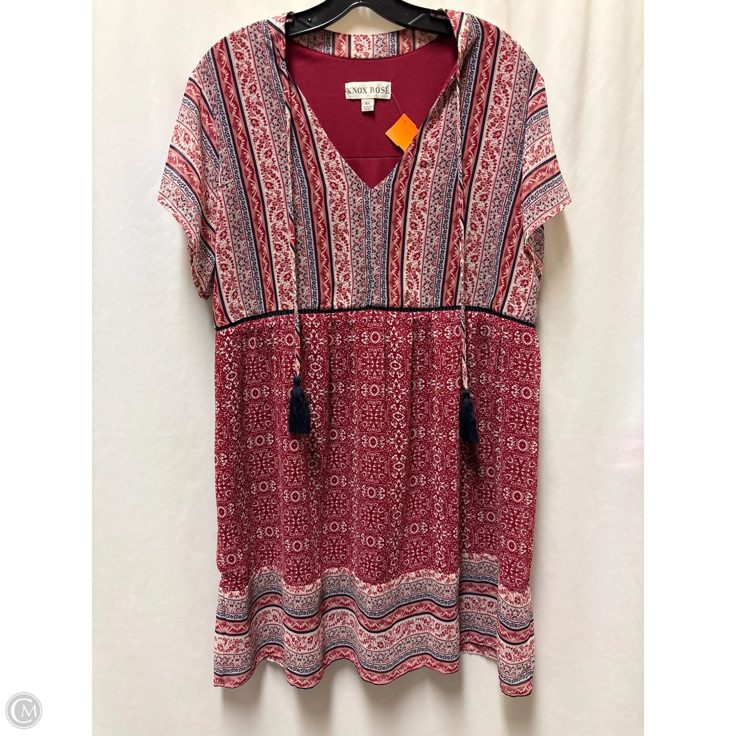 Dress Casual Midi By Knox Rose In Maroon, Size: Xl