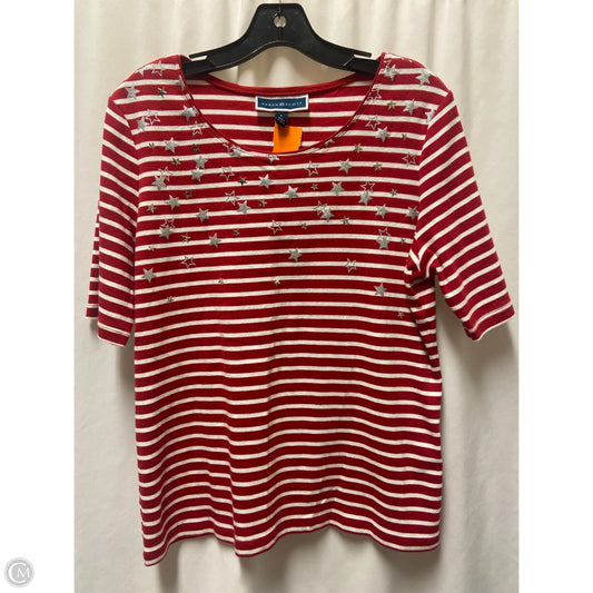 Top Short Sleeve By Karen Scott In Red & White, Size: L