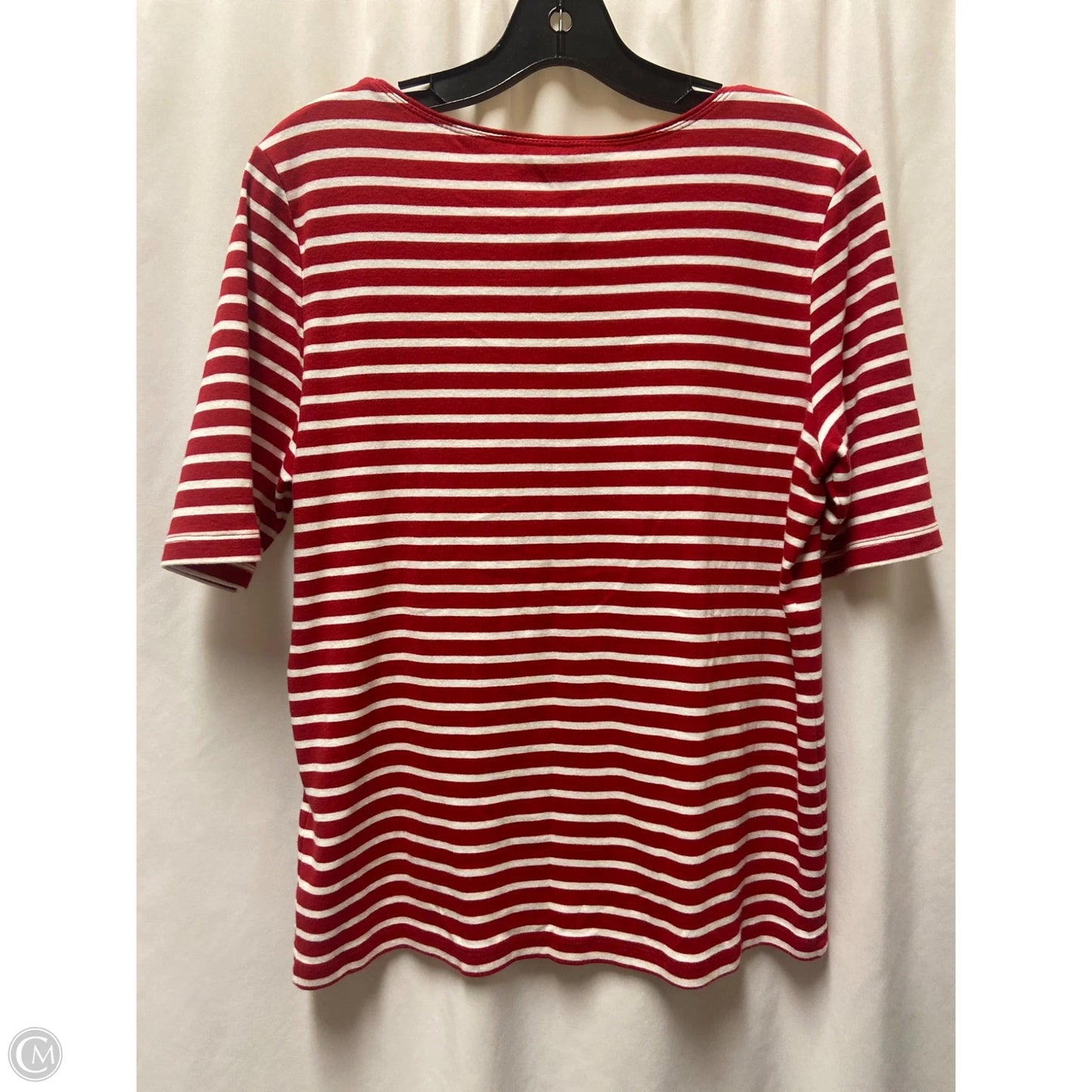 Top Short Sleeve By Karen Scott In Red & White, Size: L
