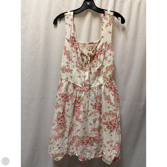 Dress Casual Short By Jessica Simpson In Cream & Pink, Size: M