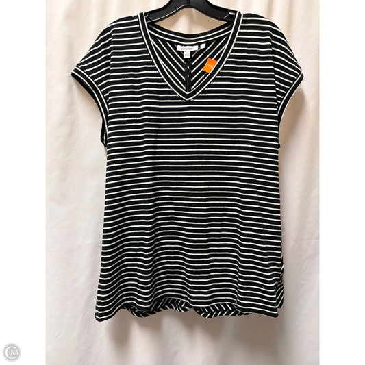 Top Short Sleeve By Chicos In Black & White, Size: L