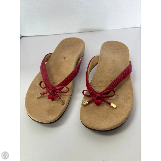 Sandals Flats By Vionic In Red, Size: 10