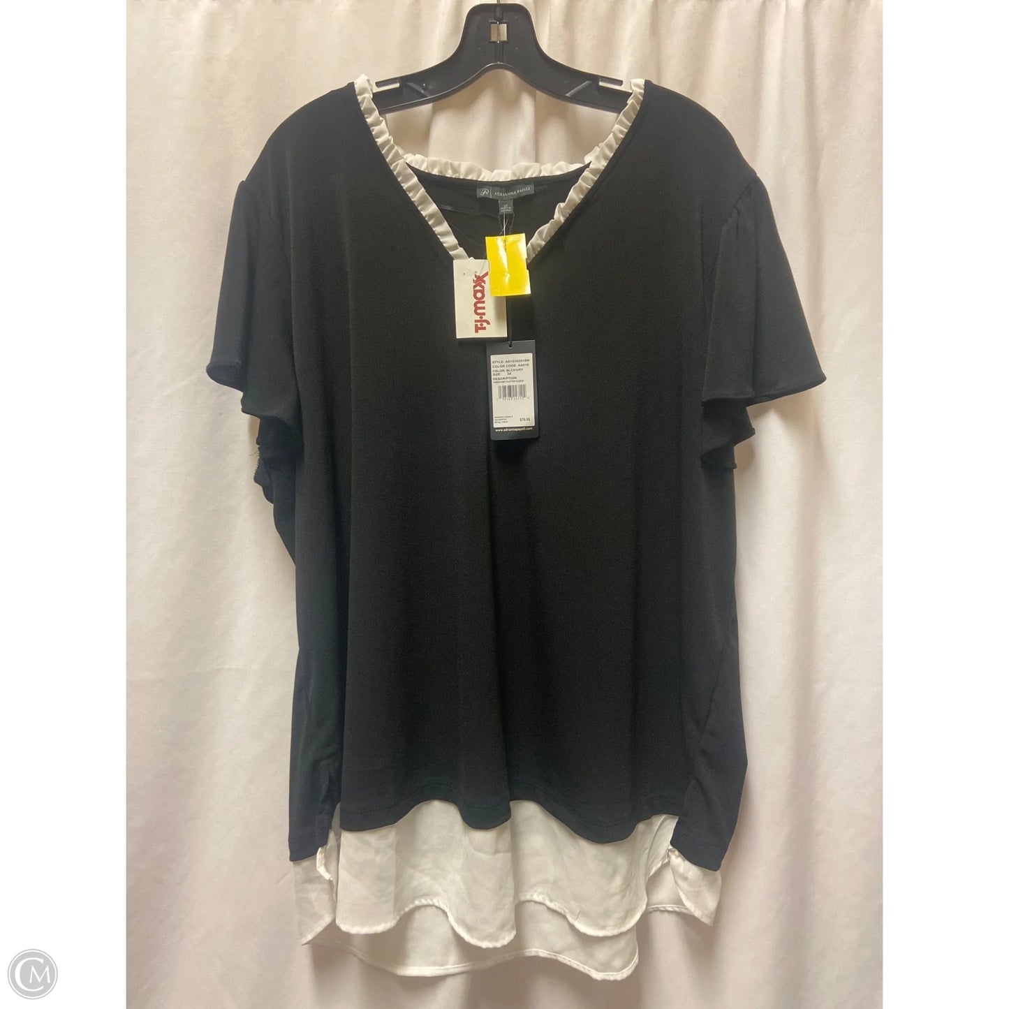 Top Short Sleeve By Adrianna Papell In Black & White, Size: 3x