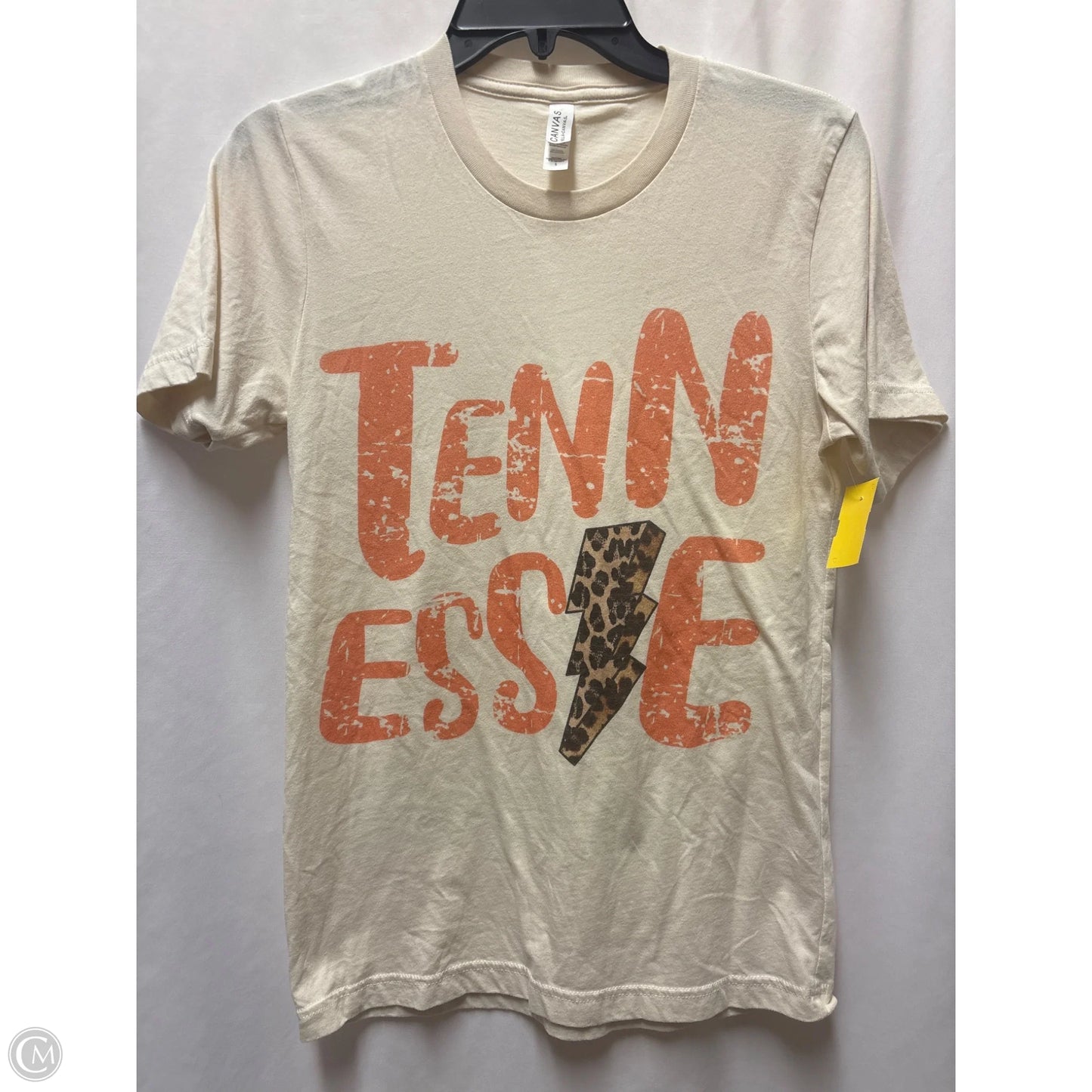 Top Short Sleeve By Bella + Canvas In Tan, Size: S