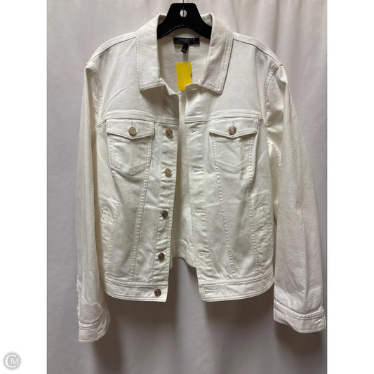 Jacket Denim By Talbots In White Denim, Size: Xl