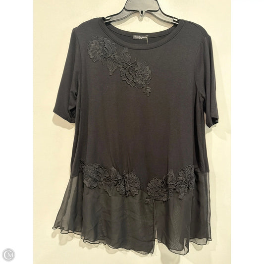 Top Short Sleeve By Cha Cha Vente In Black, Size: L
