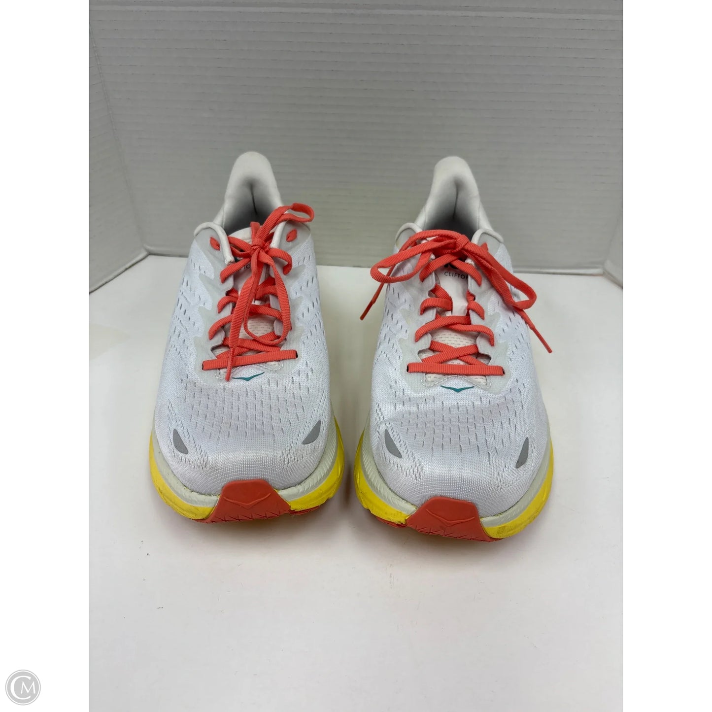 Shoes Athletic By Hoka In White & Yellow, Size: 10.5