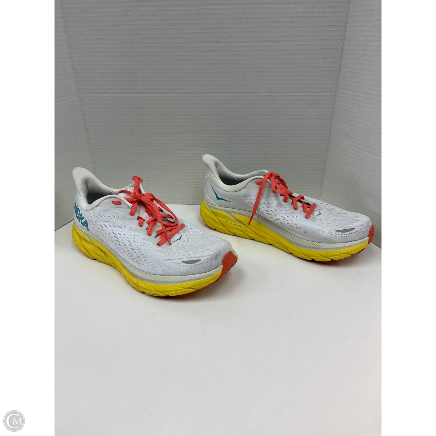 Shoes Athletic By Hoka In White & Yellow, Size: 10.5
