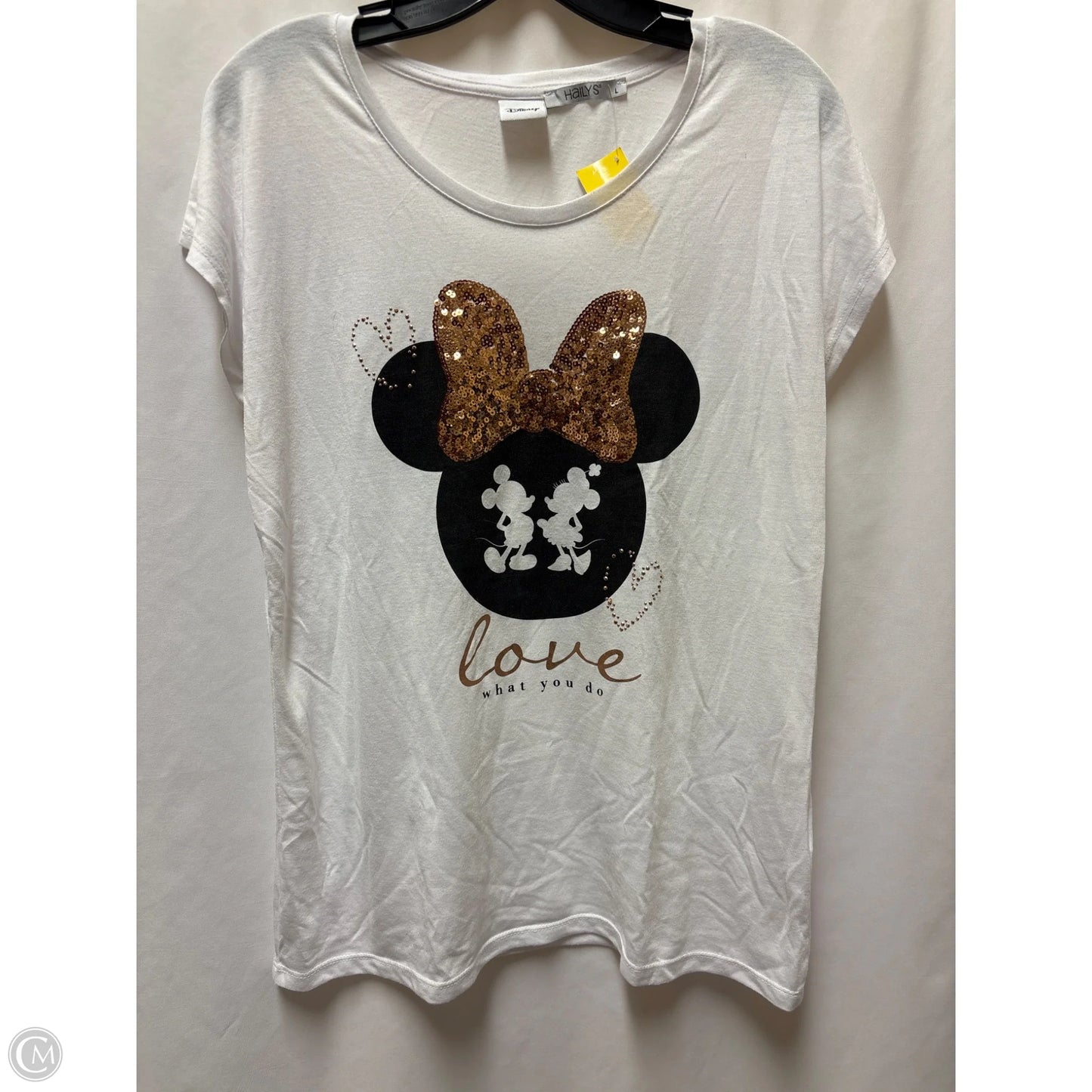 Top Short Sleeve By Disney In White, Size: L