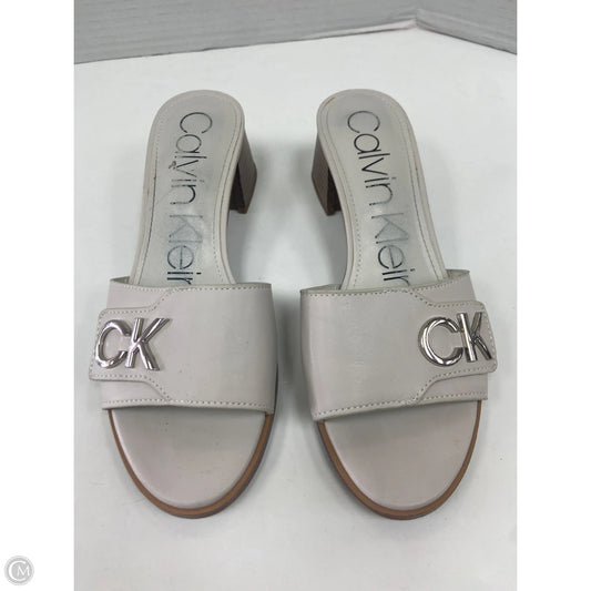 Sandals Heels Block By Calvin Klein In Grey, Size: 7