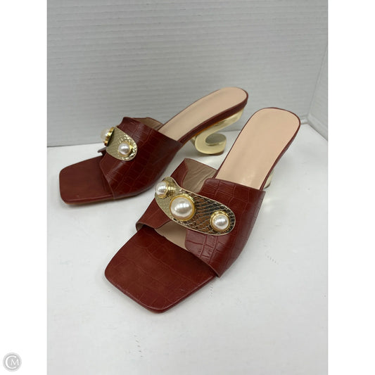 Shoes Heels Block By Clothes Mentor In Brown, Size: 9.5
