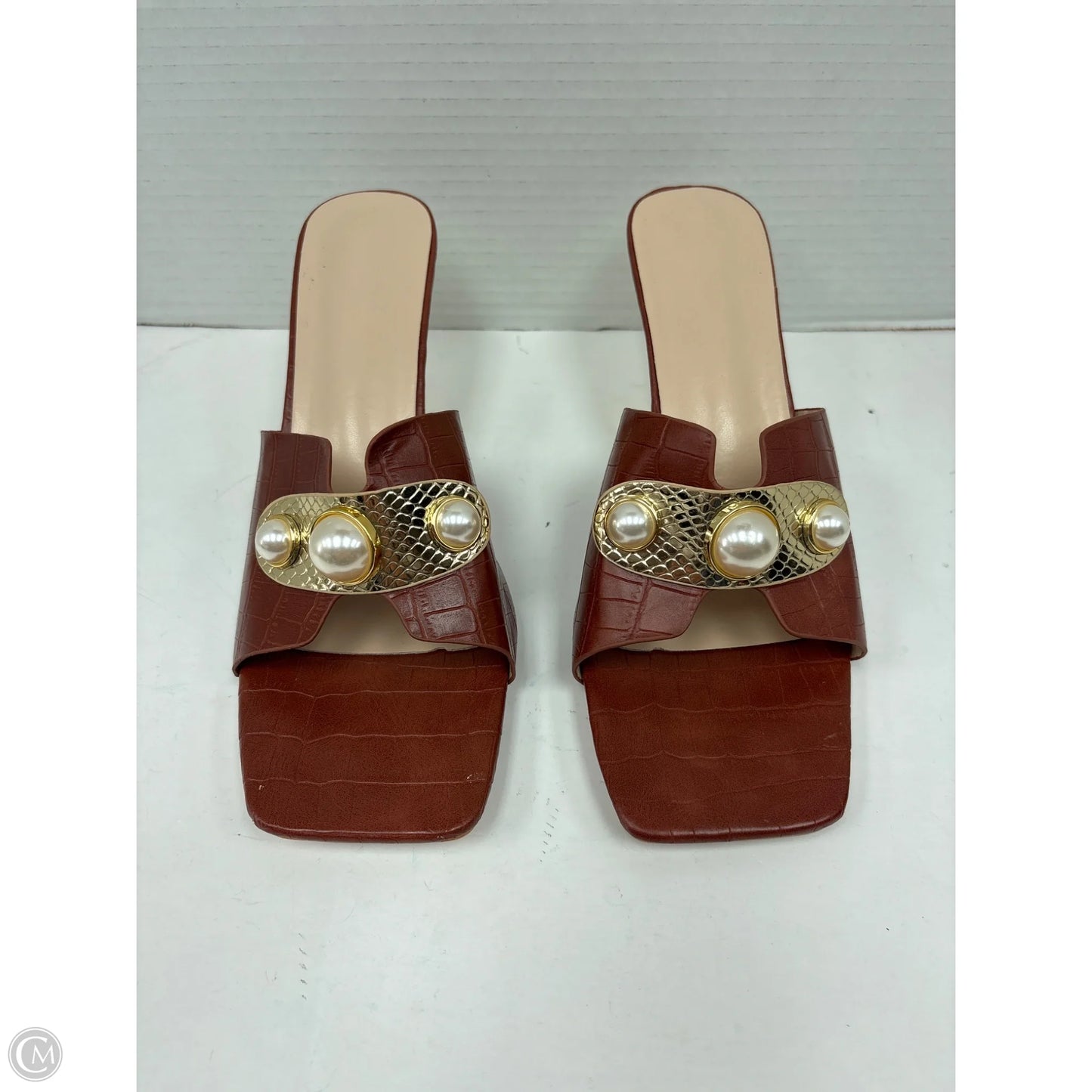 Shoes Heels Block By Clothes Mentor In Brown, Size: 9.5