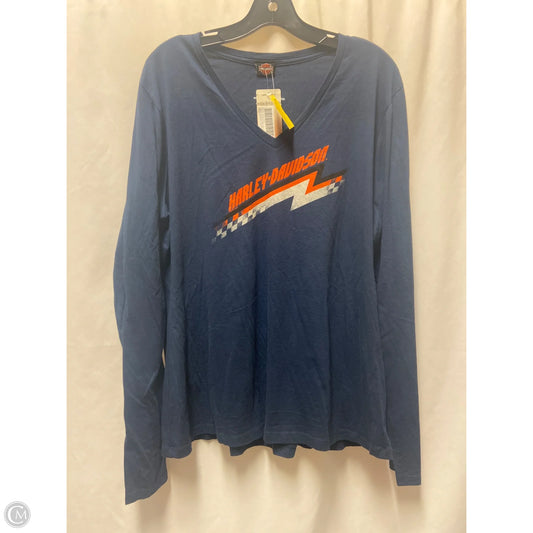 Top Long Sleeve By Harley Davidson In Navy, Size: 2x