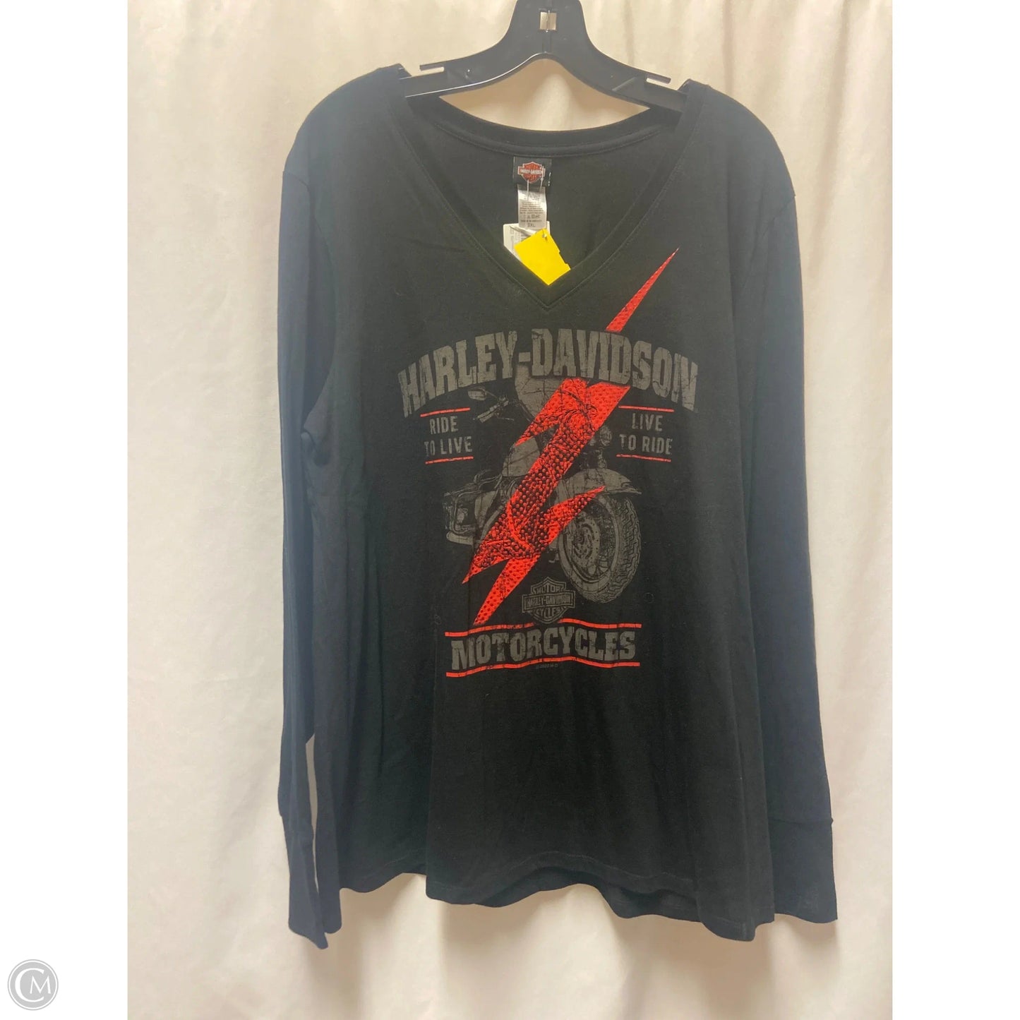 Top Long Sleeve By Harley Davidson In Black, Size: 2x