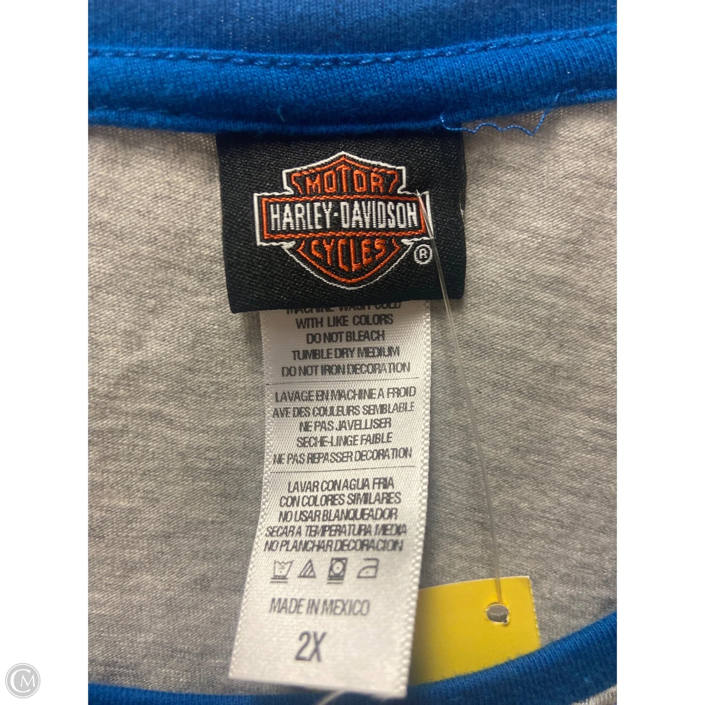Top Long Sleeve By Harley Davidson In Grey, Size: 2x