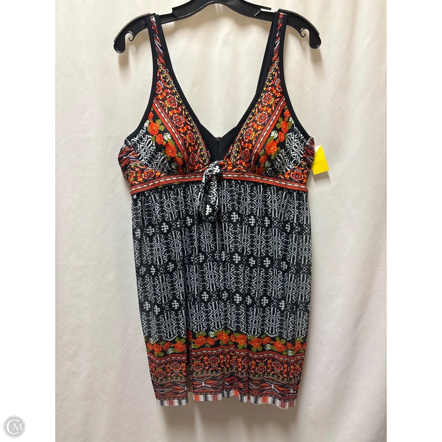 Swimsuit Top By Clothes Mentor In Black & Orange, Size: Xxl