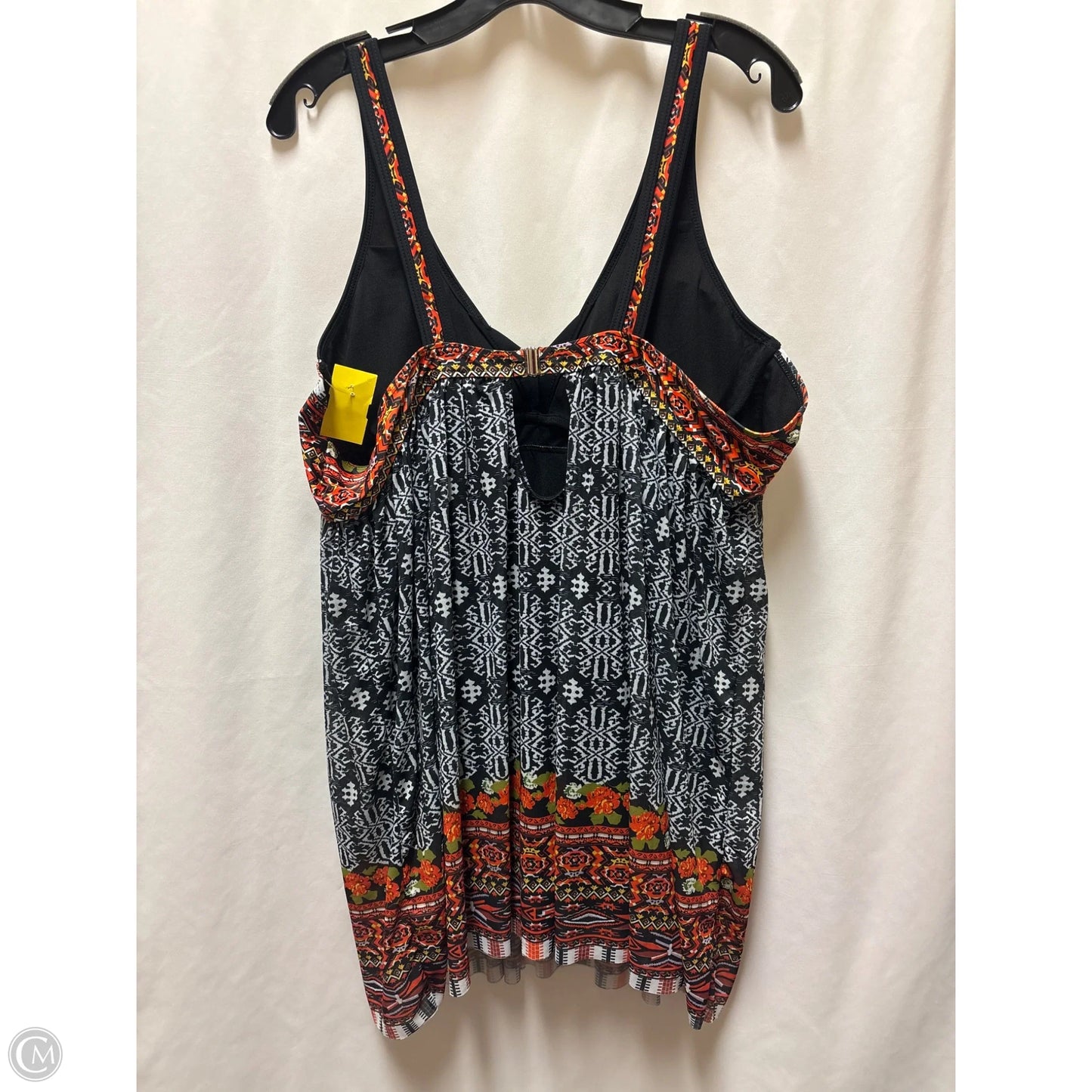 Swimsuit Top By Clothes Mentor In Black & Orange, Size: Xxl