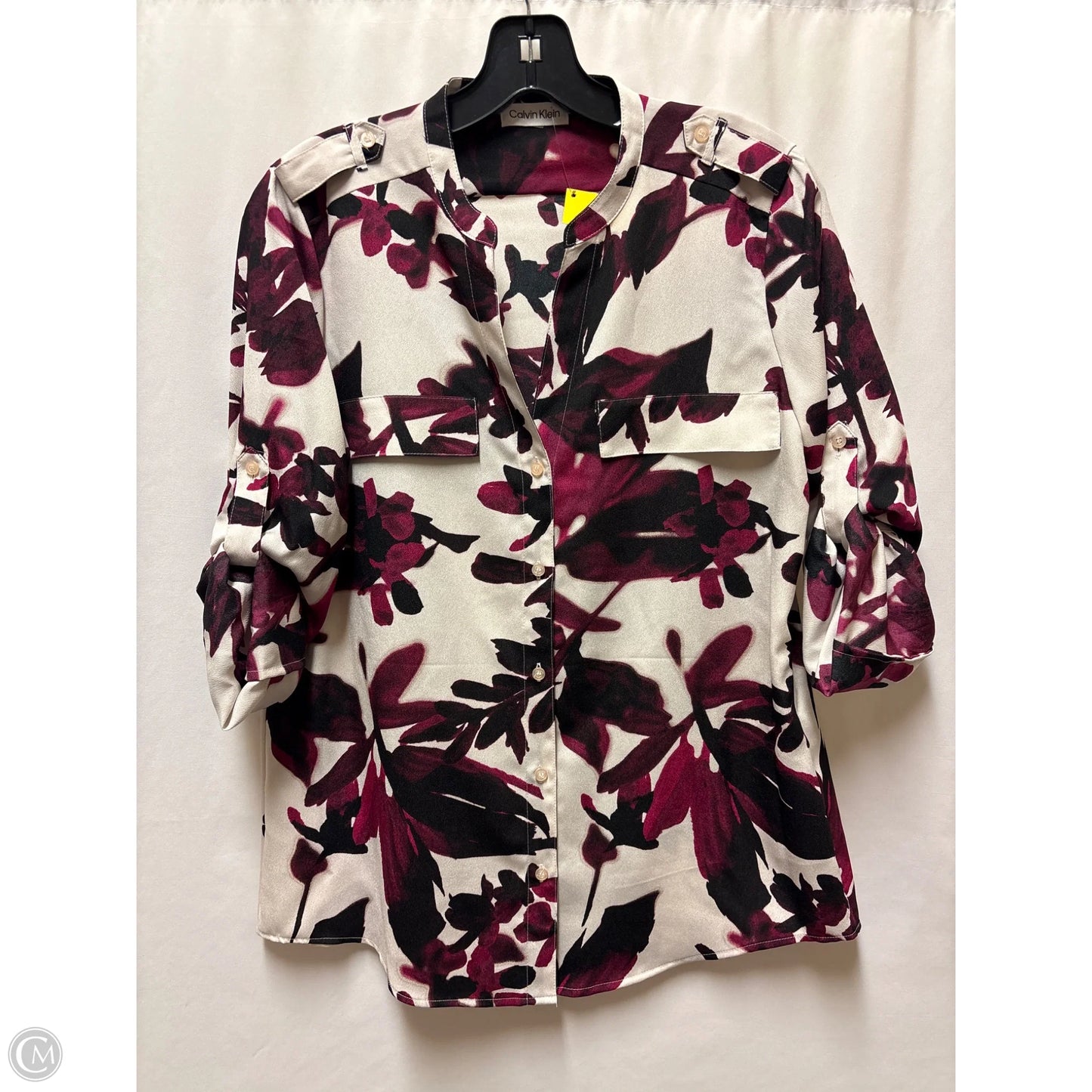 Top Long Sleeve By Calvin Klein In Maroon, Size: M
