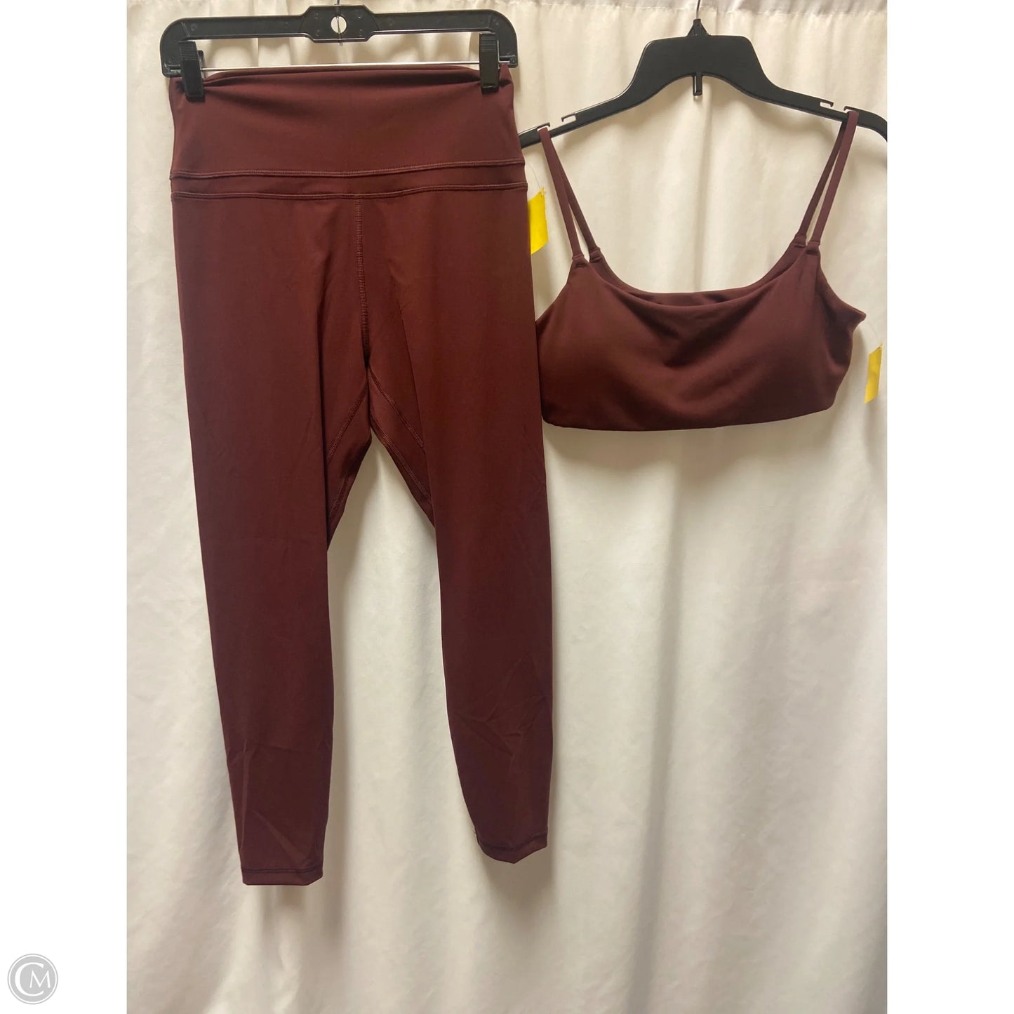 Athletic Pants 2pc By Crz Yoga In Maroon, Size: L