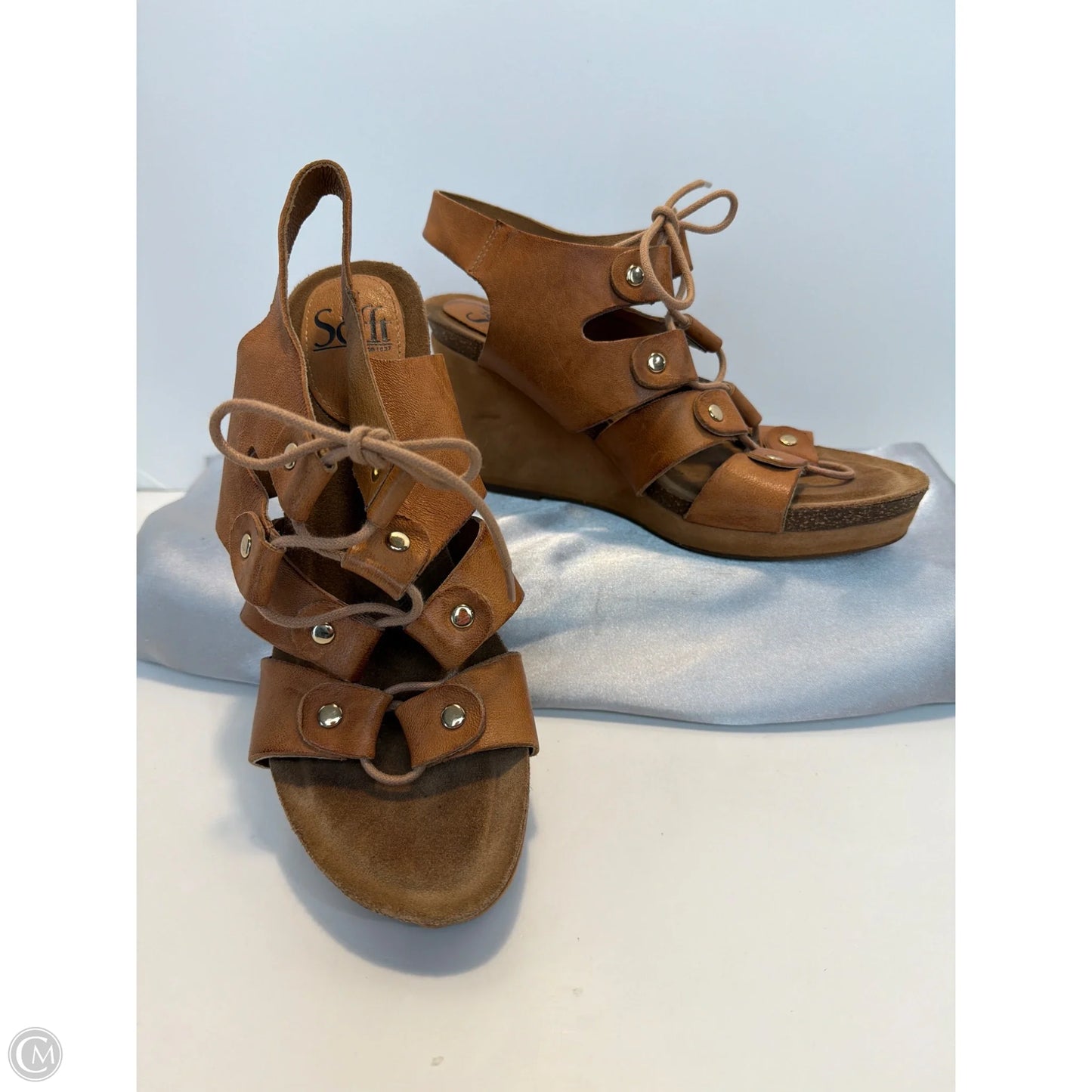 Sandals Heels Wedge By Sofft In Brown, Size: 8.5