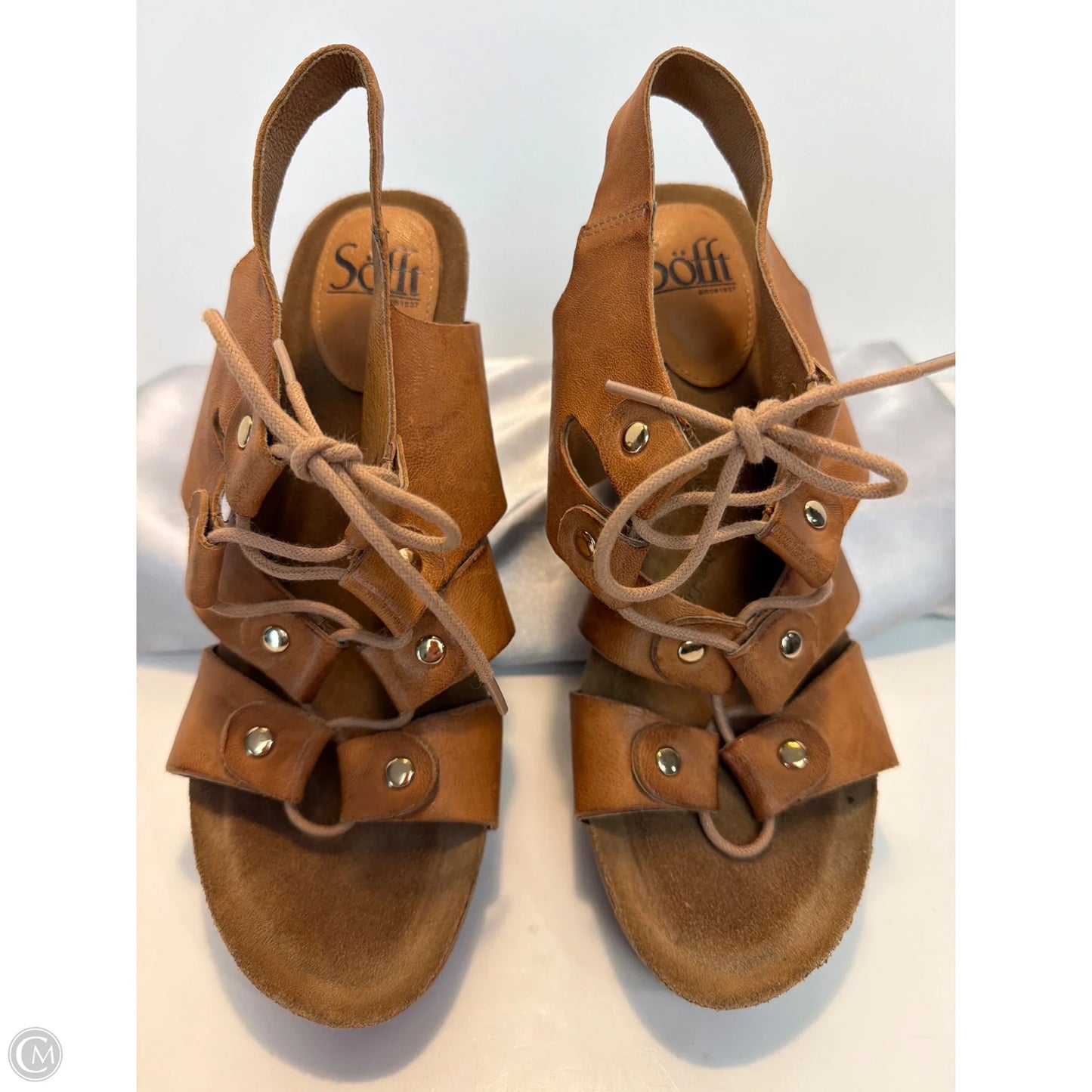 Sandals Heels Wedge By Sofft In Brown, Size: 8.5