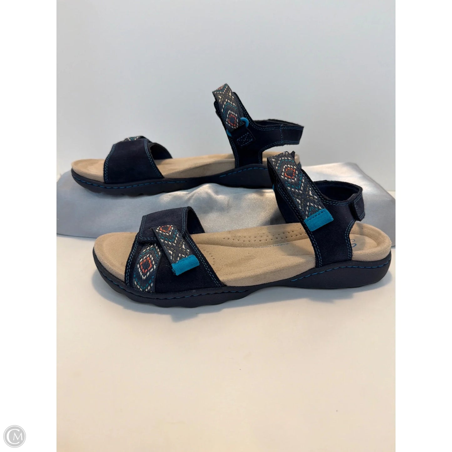 Sandals Flats By Clarks In Navy, Size: 9