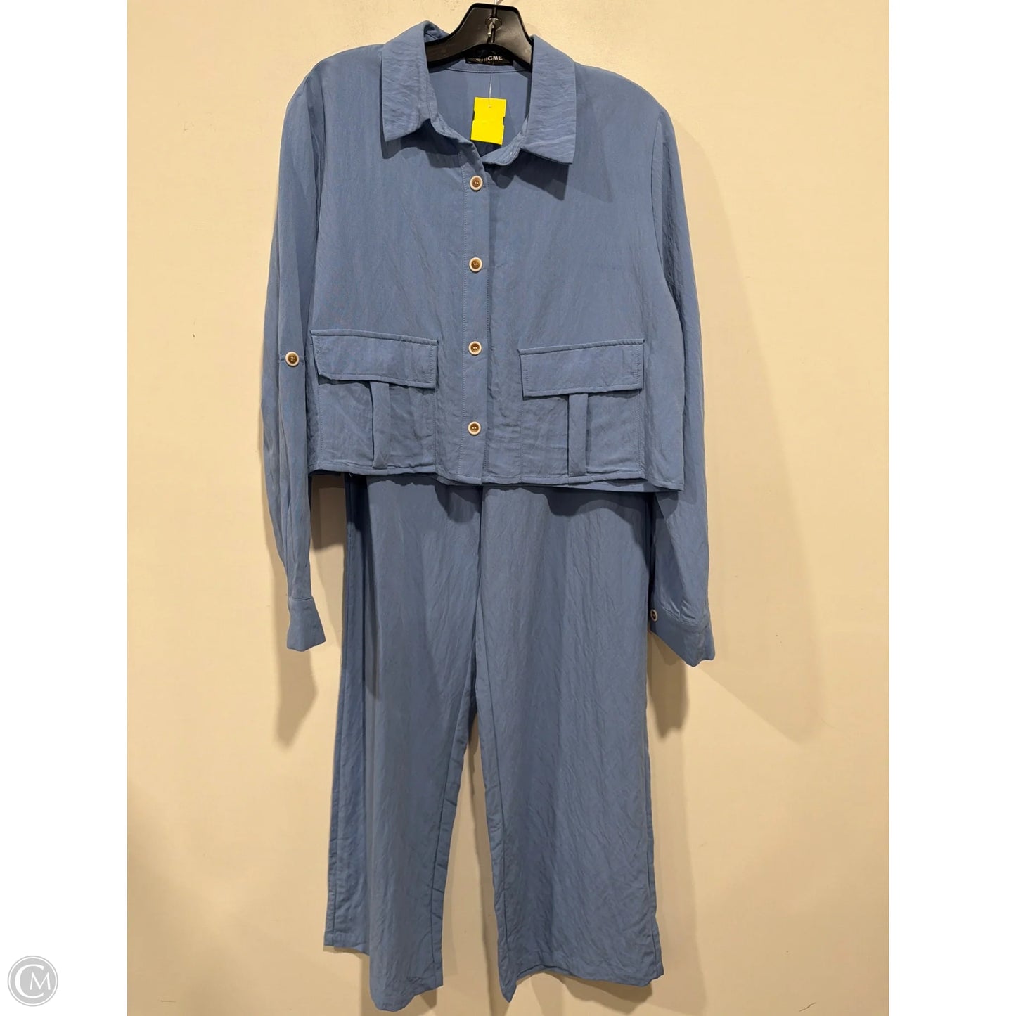 Pants Set 2pc By Chicme In Blue, Size: L