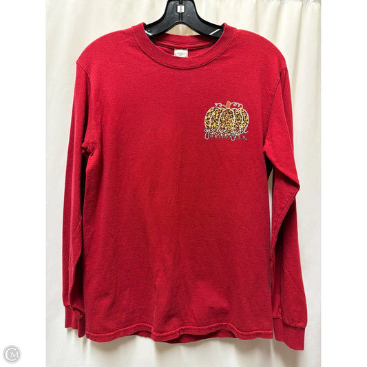 Top Long Sleeve By Gildan In Red, Size: S