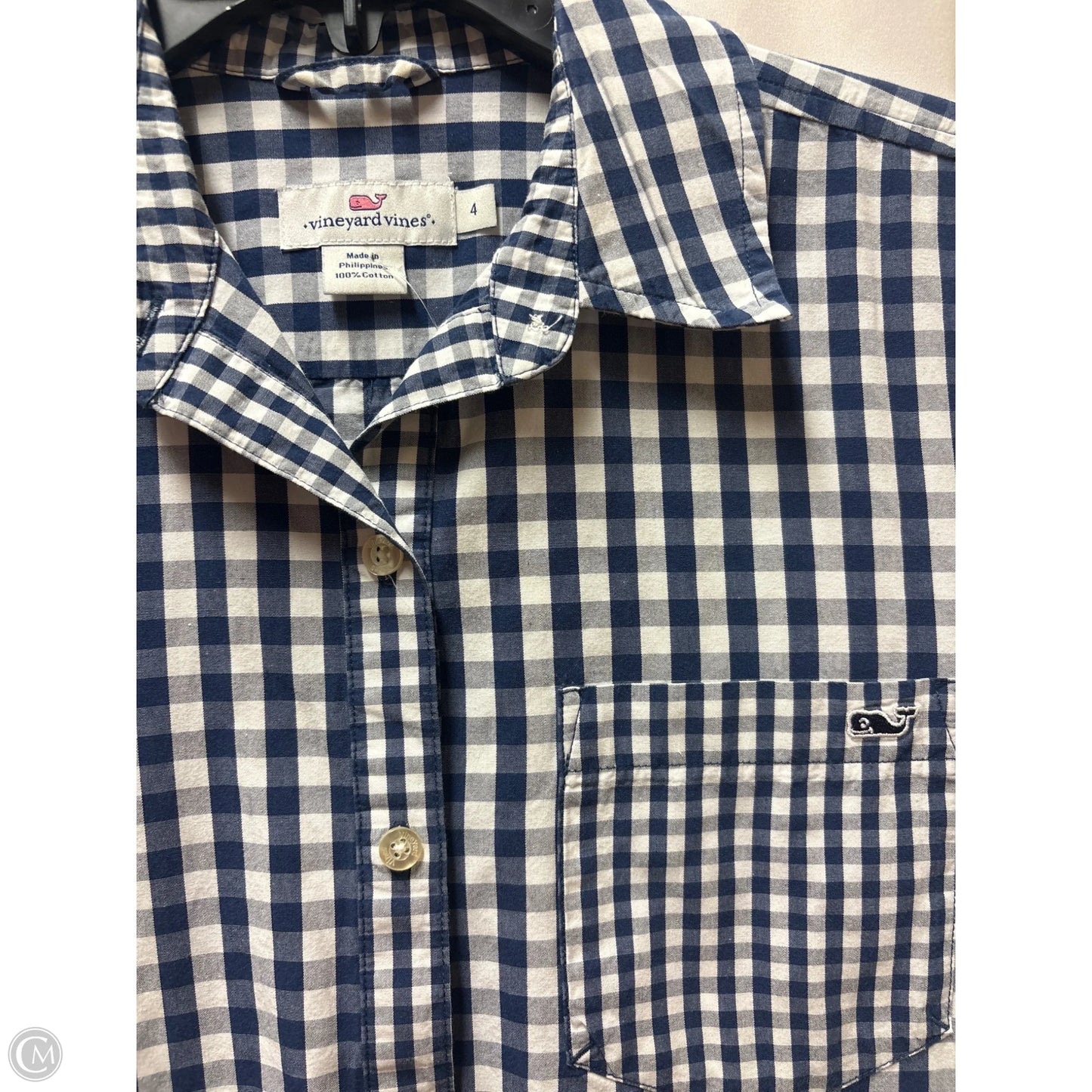 Top Long Sleeve By Vineyard Vines In Blue & White, Size: S