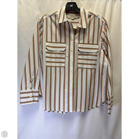 Top Long Sleeve By Loft In Brown & White, Size: S