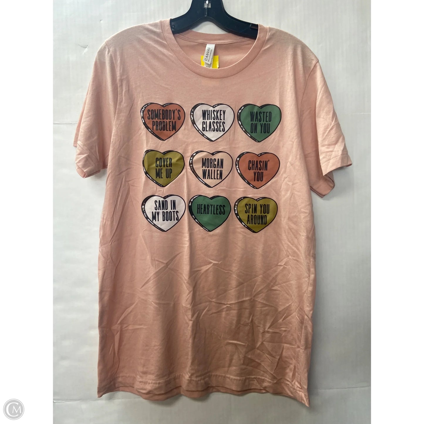 Top Short Sleeve By Bella + Canvas In Peach, Size: M