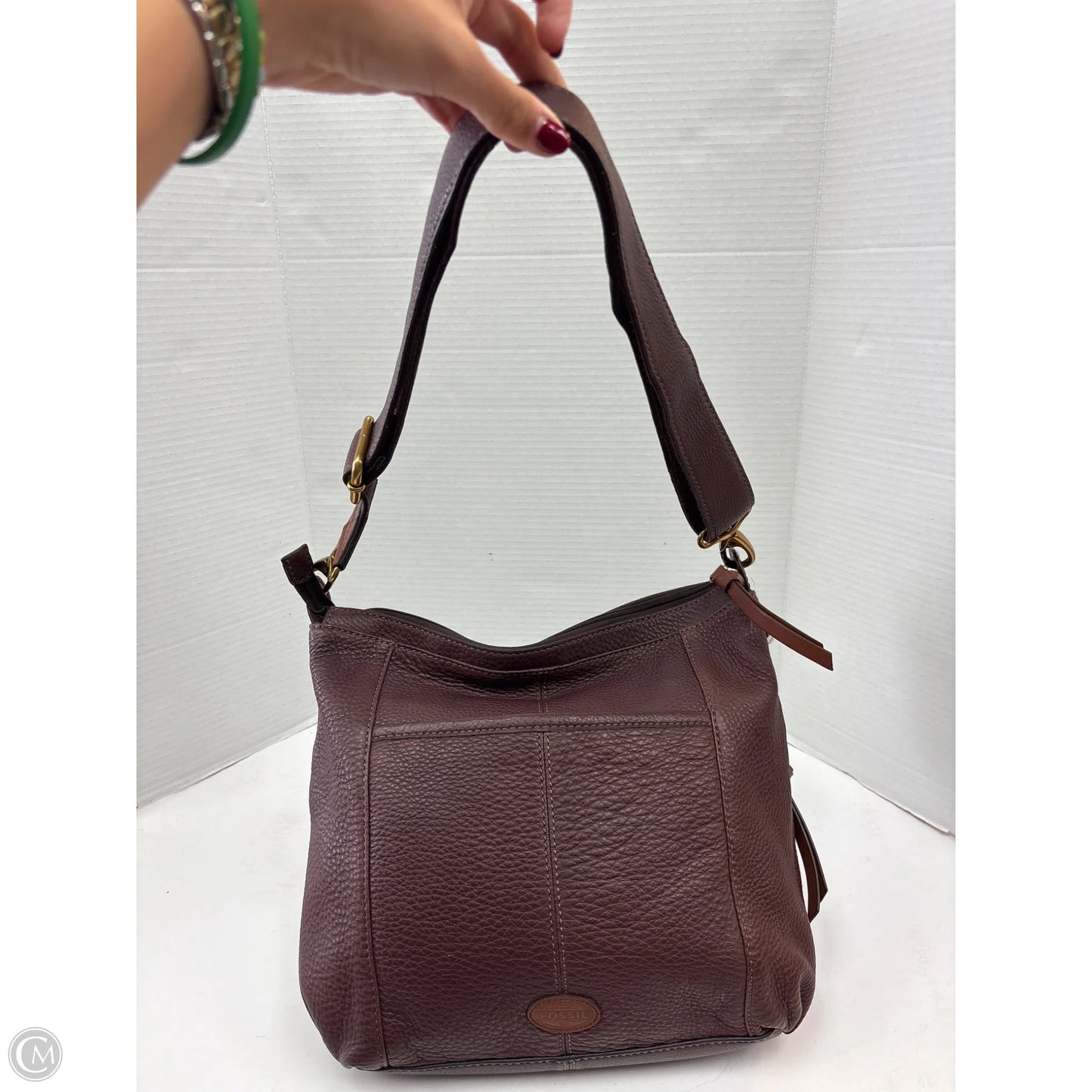 Handbag Leather By Fossil, Size: Large