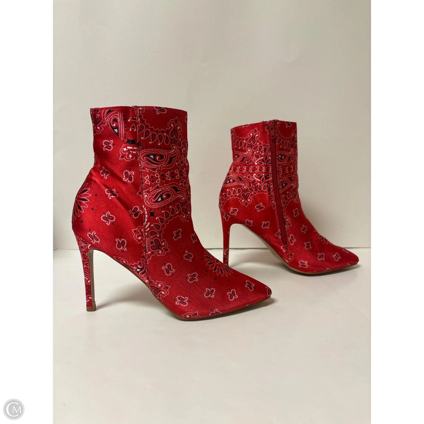Boots Ankle Heels By Clothes Mentor In Red, Size: 9