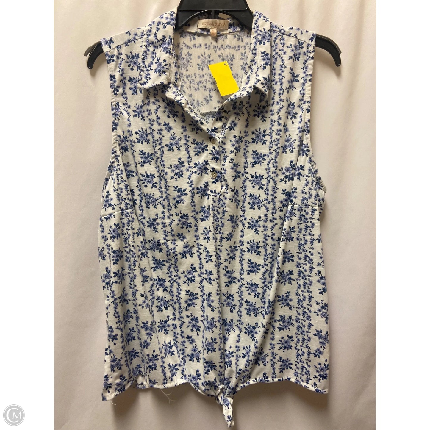Top Sleeveless By Eden & Olivia In Blue & White, Size: Xl
