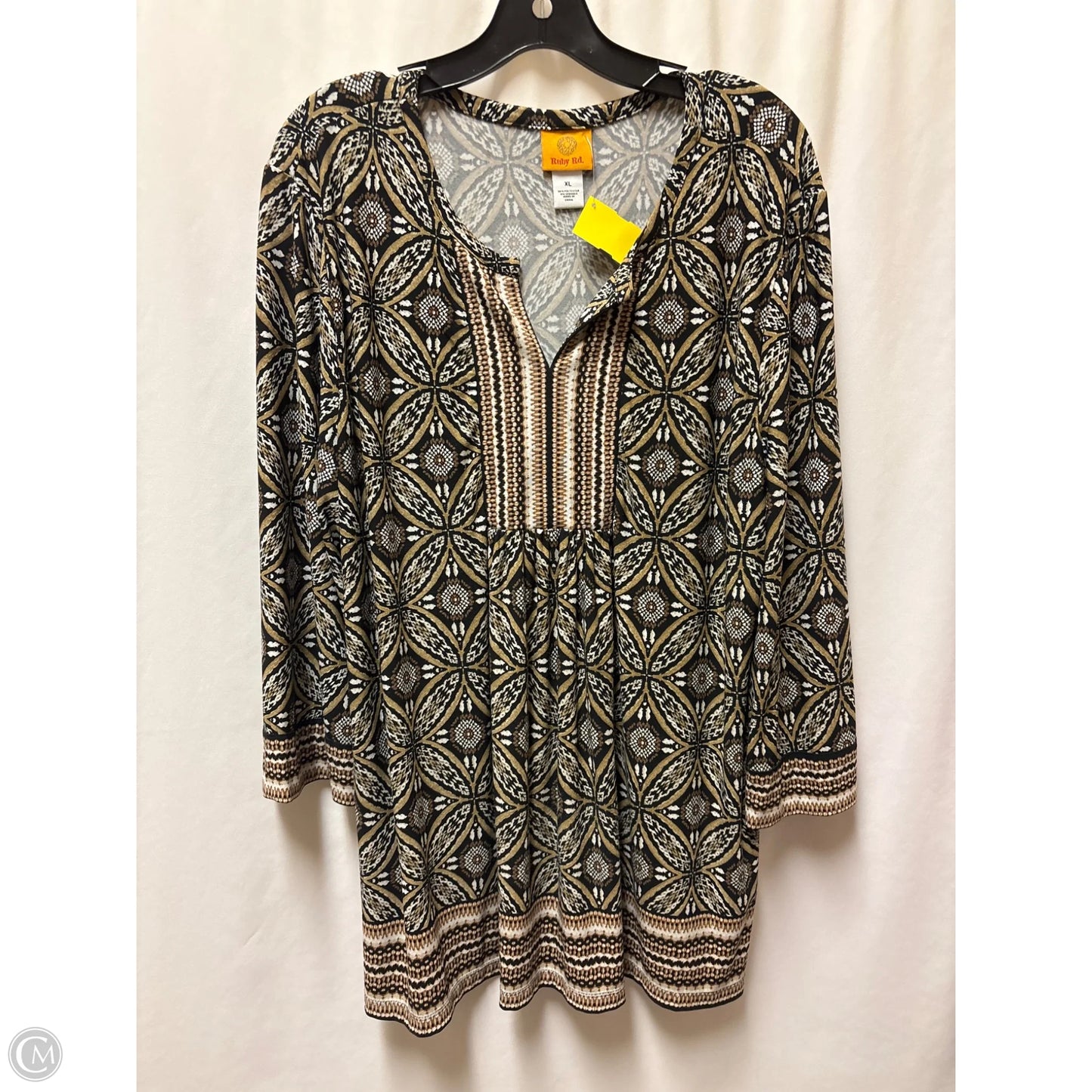 Top Long Sleeve By Ruby Rd In Brown, Size: Xl