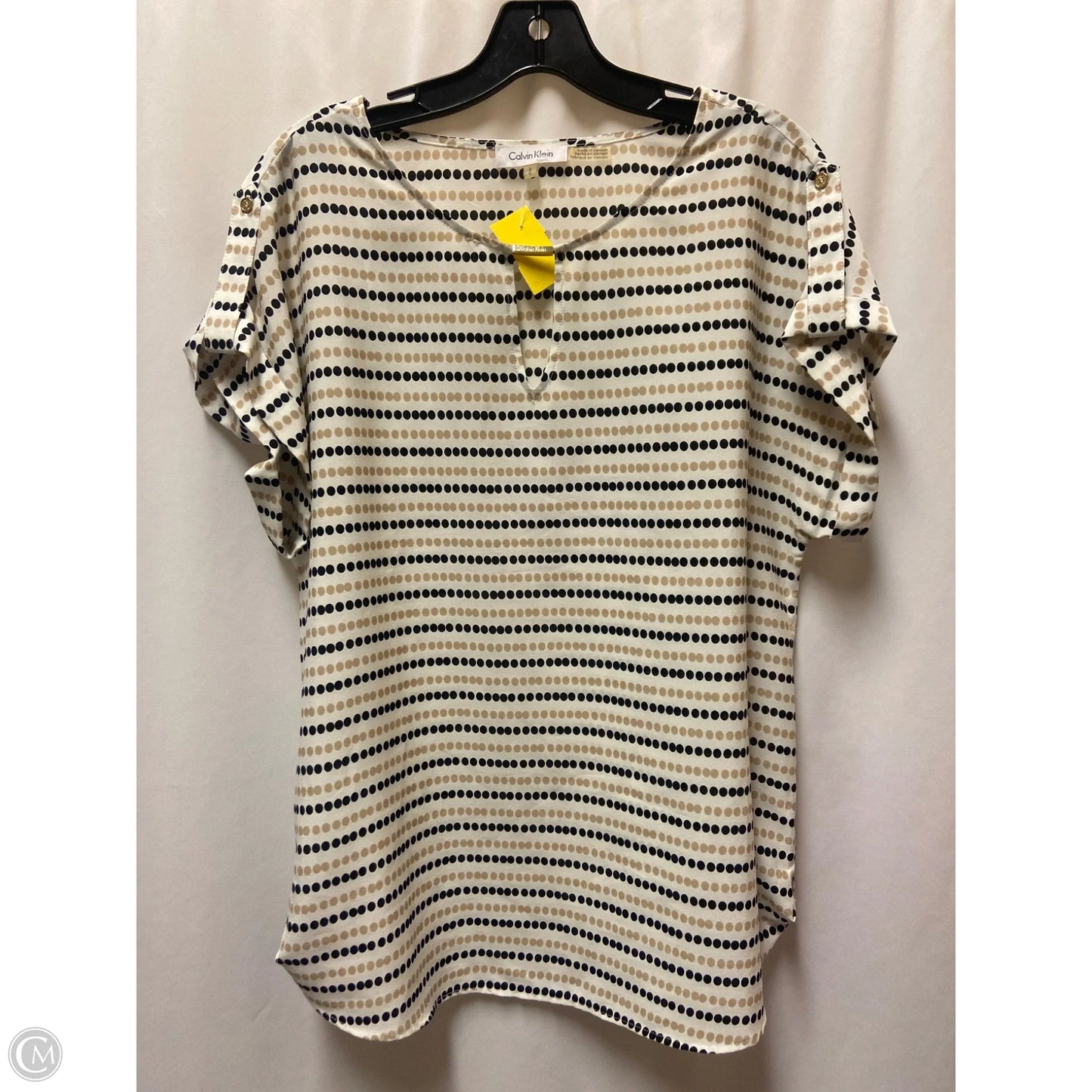 Top Short Sleeve By Calvin Klein In Tan, Size: L