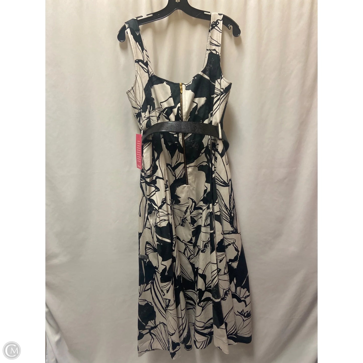 Dress Casual Maxi By Donna Karan In Black & White, Size: L