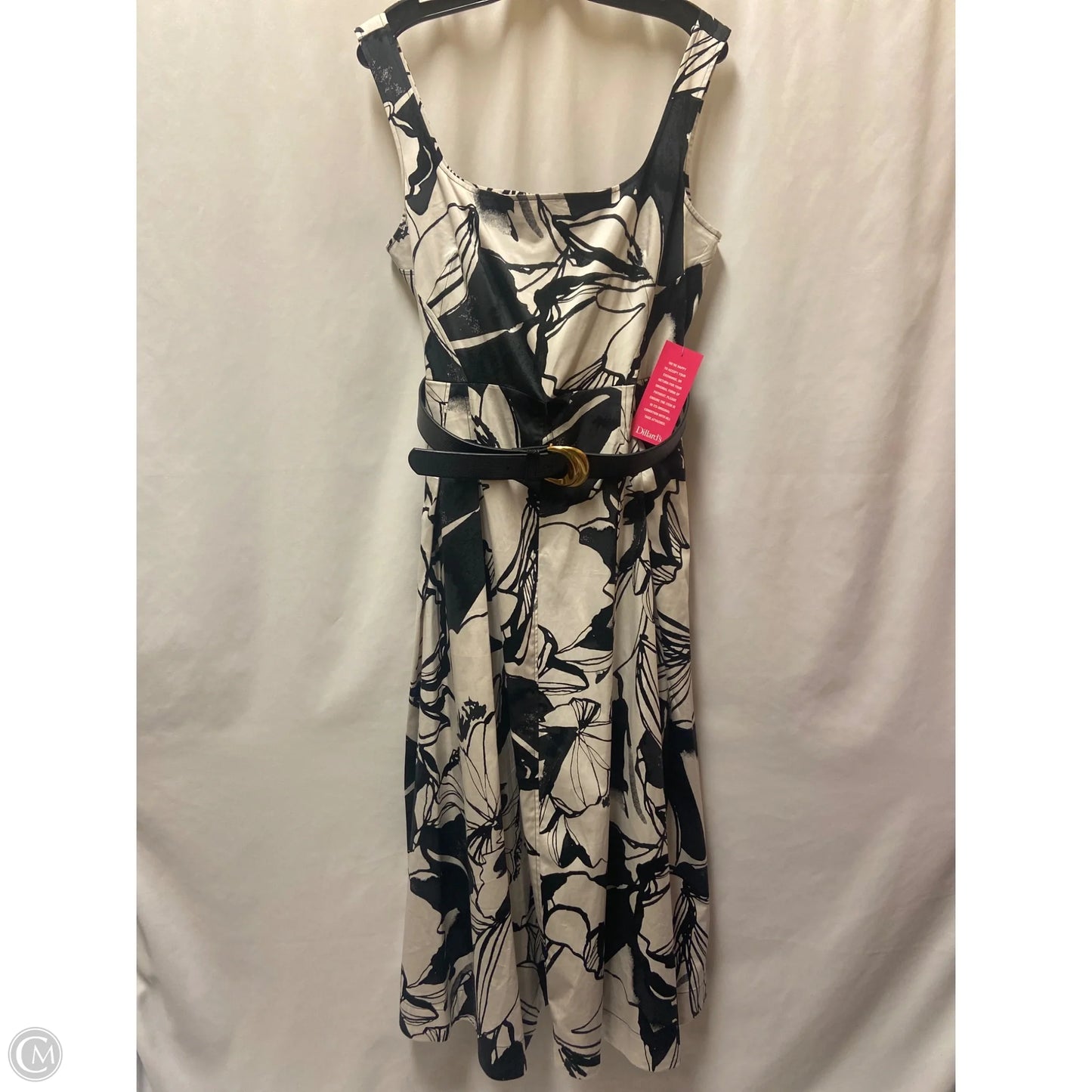 Dress Casual Maxi By Donna Karan In Black & White, Size: L