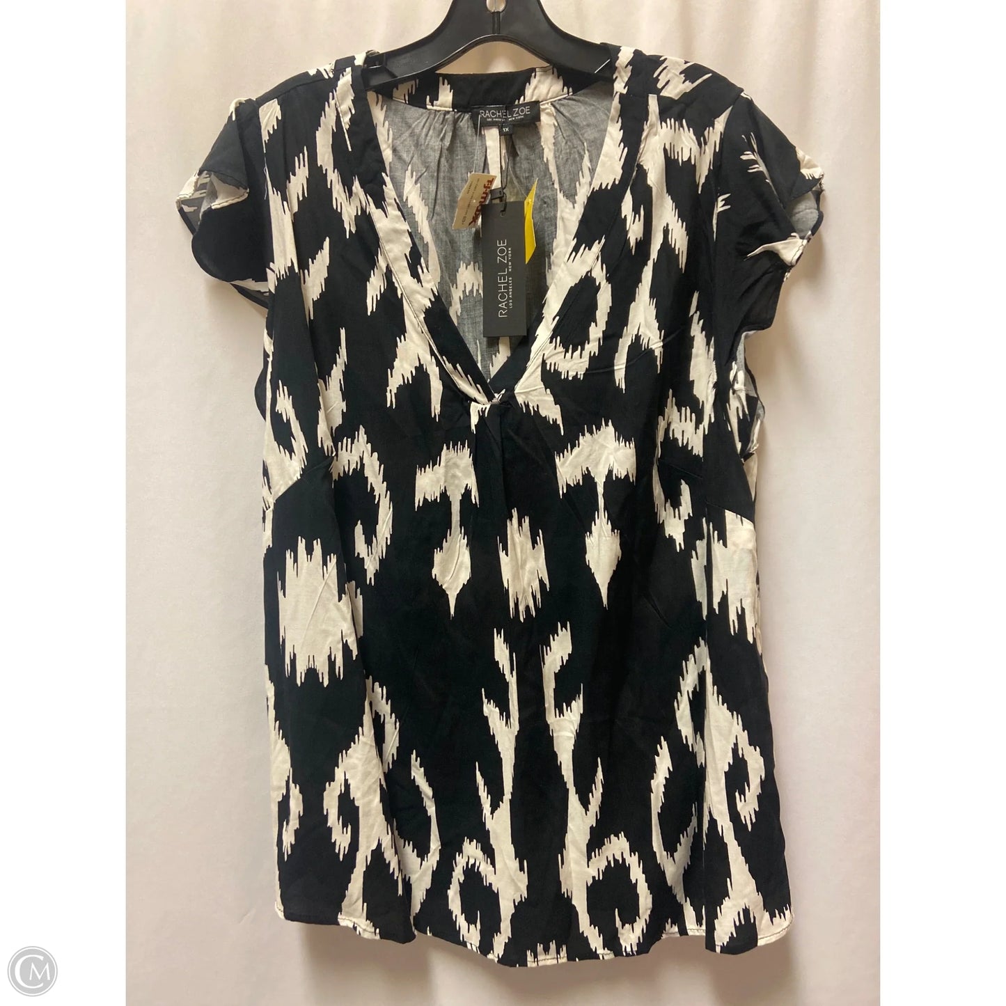 Top Short Sleeve By Rachel Zoe In Black & White, Size: 1x