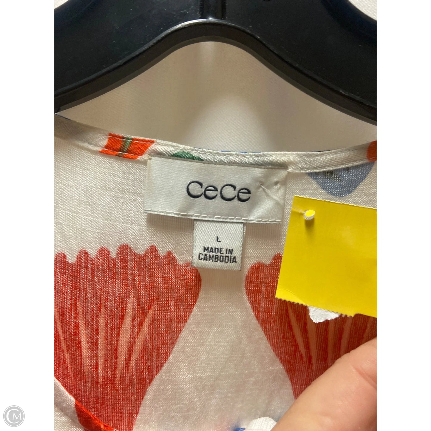 Top Short Sleeve By Cece In White, Size: L
