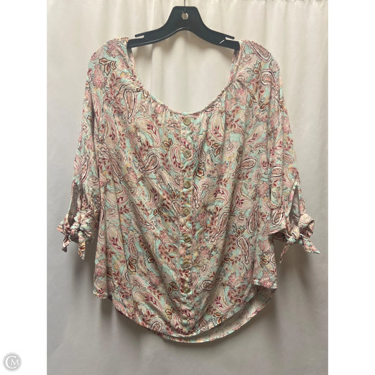 Top 3/4 Sleeve By Agb In Pink, Size: 1x