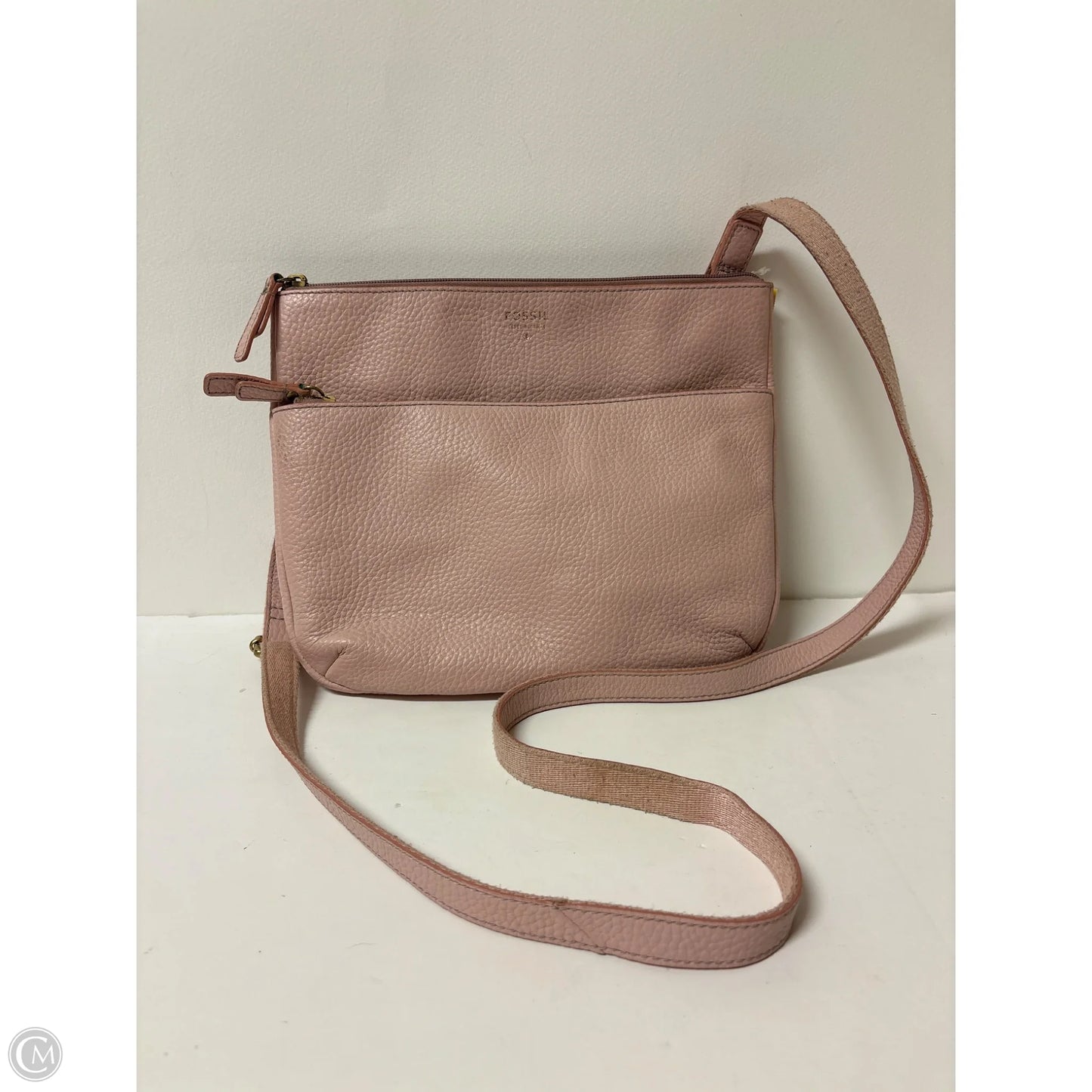 Handbag Leather By Fossil, Size: Medium