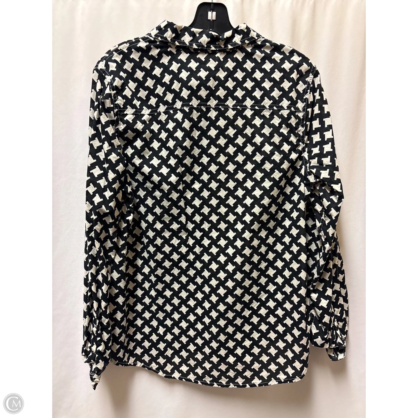 Top Long Sleeve By Merona In Black & White, Size: L