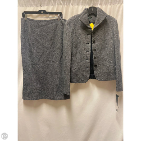 Skirt Suit 2pc By Ralph Lauren In Blue & White, Size: M