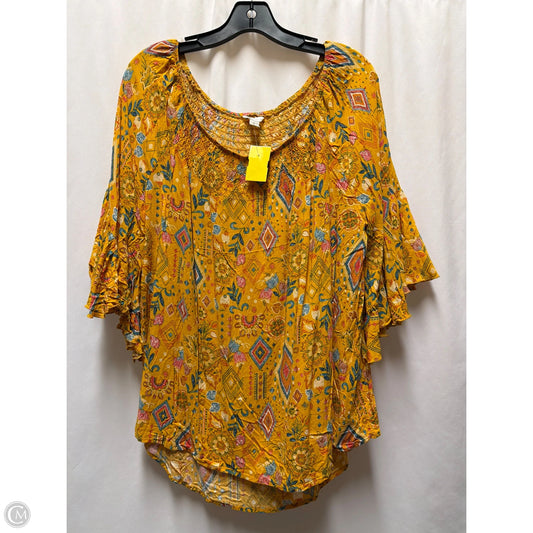 Top Long Sleeve By Cato In Yellow, Size: Xl