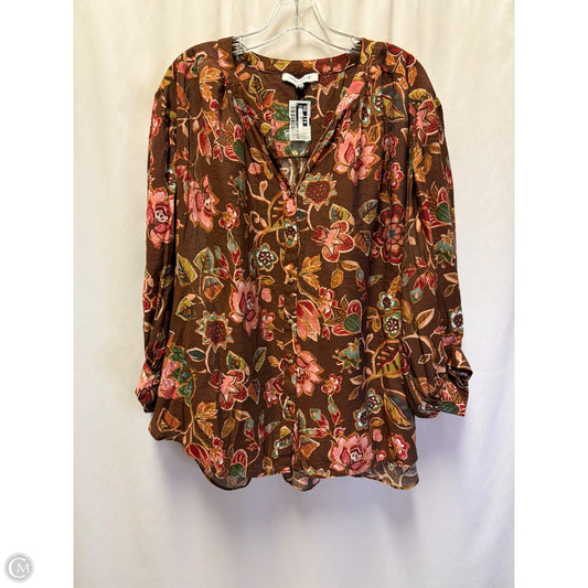 Top Long Sleeve By Rose And Olive In Brown, Size: 1x