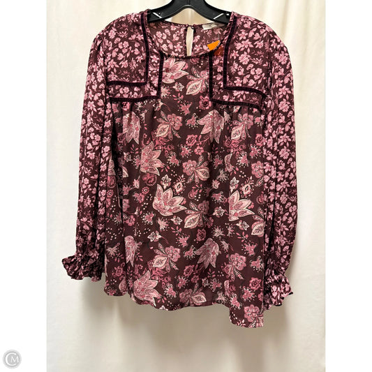 Top Long Sleeve By Maurices In Maroon, Size: Xxl
