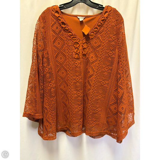 Top Long Sleeve By Cato In Brown, Size: Xl