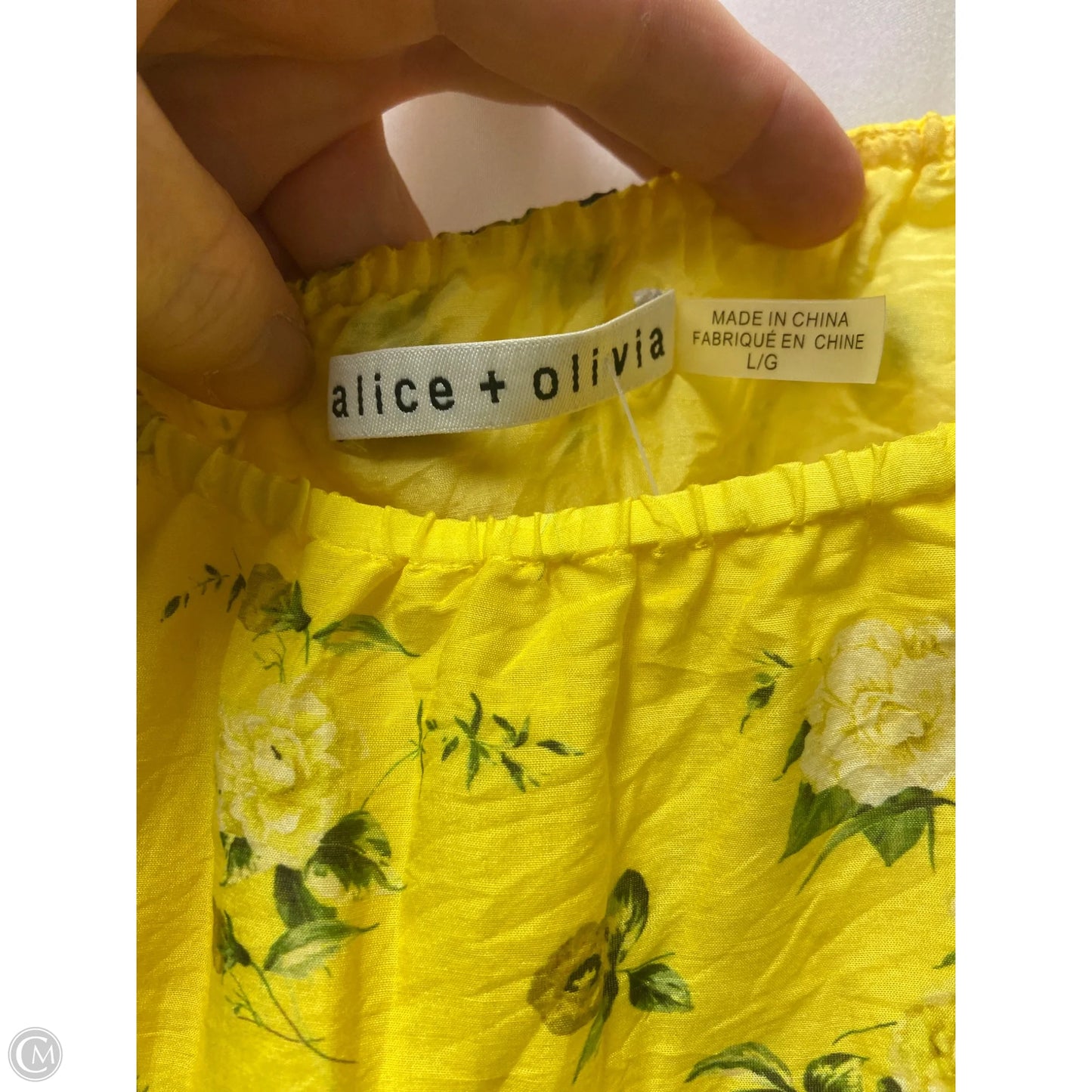 Top Long Sleeve Designer By Alice + Olivia In Yellow, Size: L